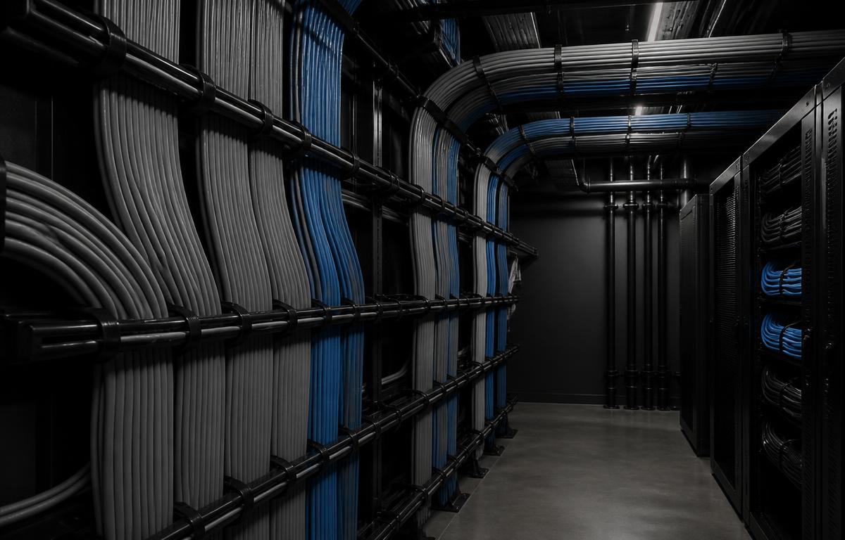 Structured cabling installation in a building riser room